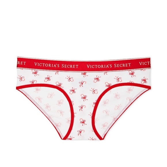 Victoria's Secret Logo Cotton Hiphugger Panty Candy Canes Small NEW - Picture 4 of 6